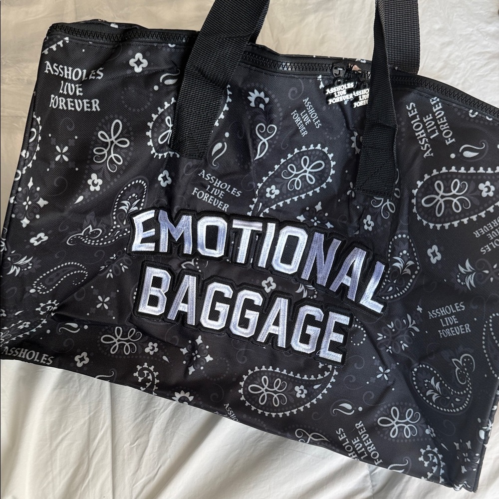 Emotional Baggage Black Duffel Bag